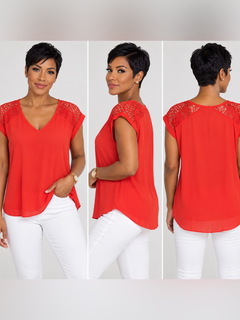 INC International Concepts Women’s Lace Detail Blouse – Size Large